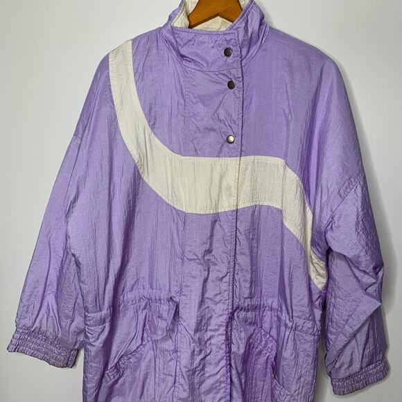 Vintage 80s Northwest Passage women's purple white windbreaker jacket SZ L - Picture 4 of 16